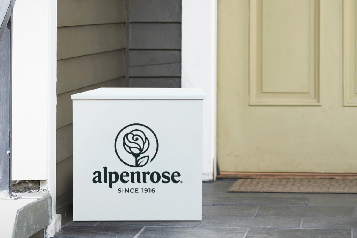 Alpenrose Milk Box on Front Porch