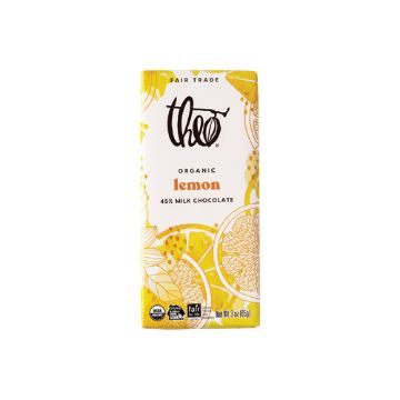Theo Organic Lemon 45% Milk Chocolate Bar – 3 oz.