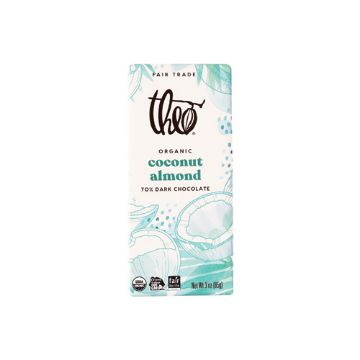 Theo Organic Coconut Almond Dark Chocolate Bar – 3 oz.