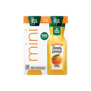 Simply Orange Pulp Free Mini Juice - 4 count