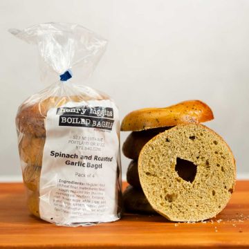 Henry Higgins Spinach and Roasted Garlic Bagels - 4 count