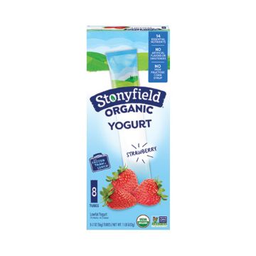 Stonyfield Organic Lowfat Strawberry Yogurt Tubes - 8 count