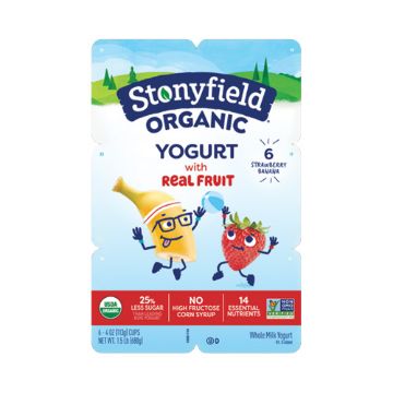 Stonyfield Organic Strawberry & Strawberry Banana Whole Milk Yogurt - 6 pack of 4 oz