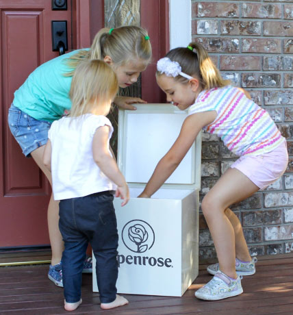 Kids opening porch box