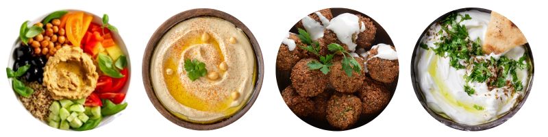 Mezze Favorites - Falafel Labneh Hummus